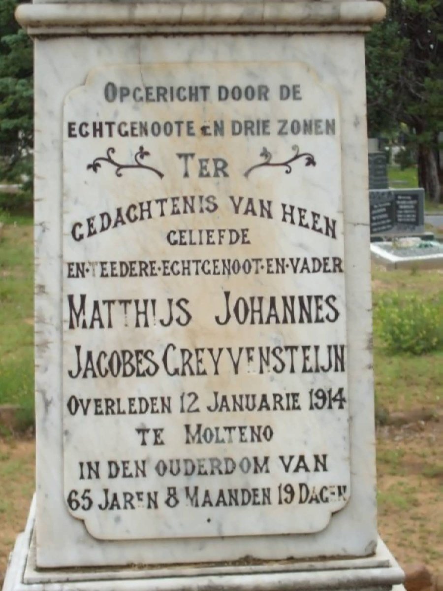 GREYVENSTEIJN Matthijs Johannes Jacobes -1914