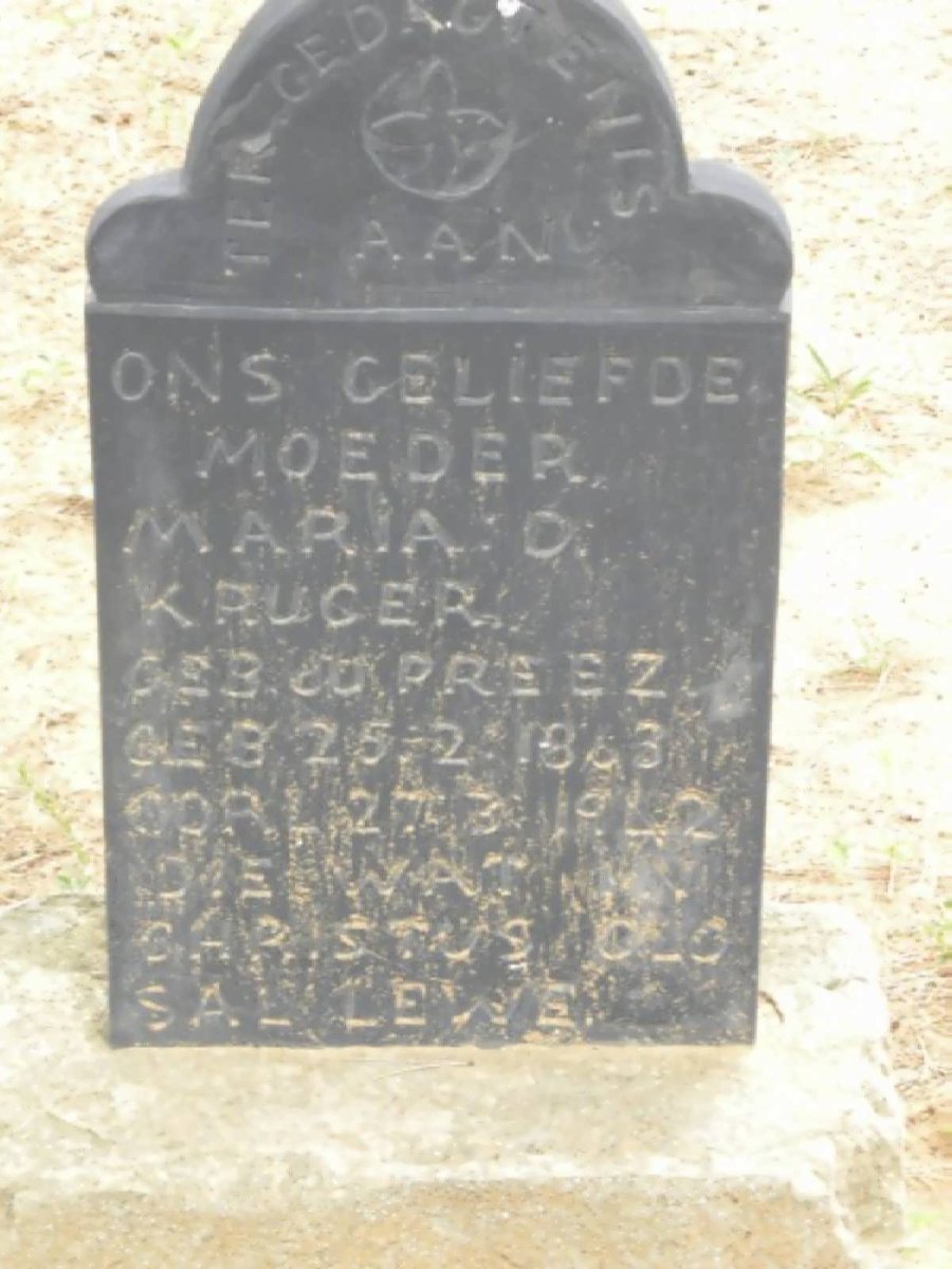 KRUGER Maria D nee DU PREEZ 1863-1942