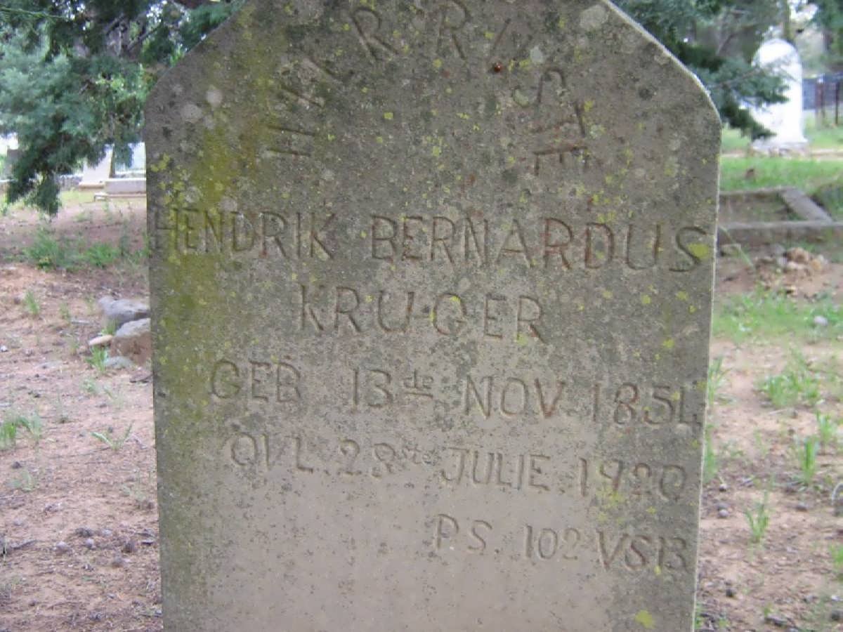KRUGER Hendrik Bernardus 1851-1920
