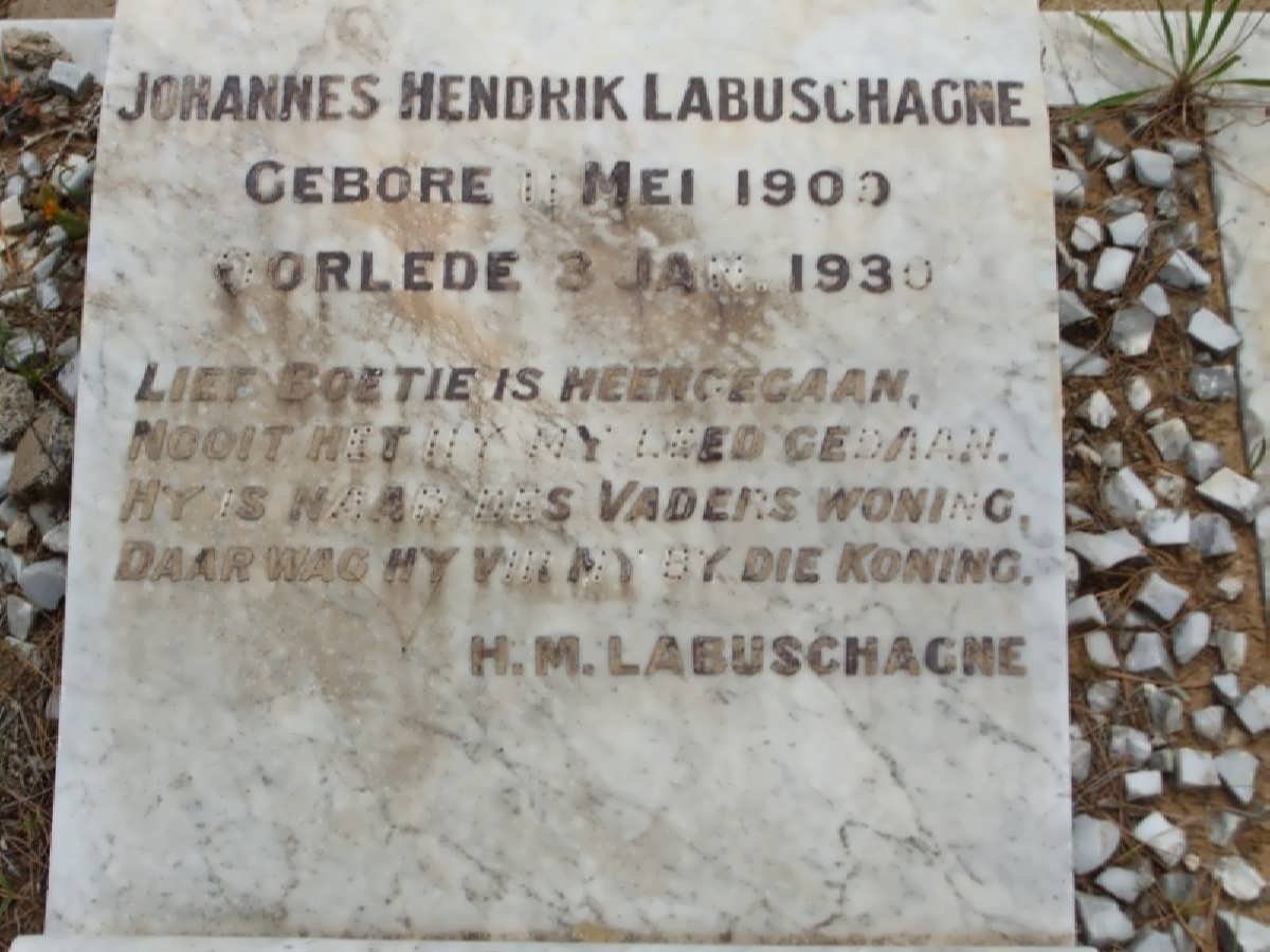 LABUSCHAGNE Johannes Hendrik 1909-1930