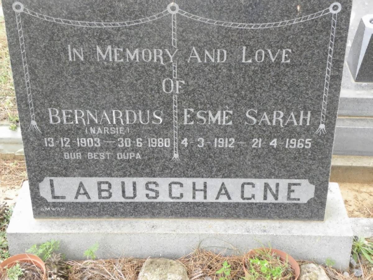 LABUSCHAGNE Bernardus 1903-1980 &amp; Esme Sarah 1912-1965