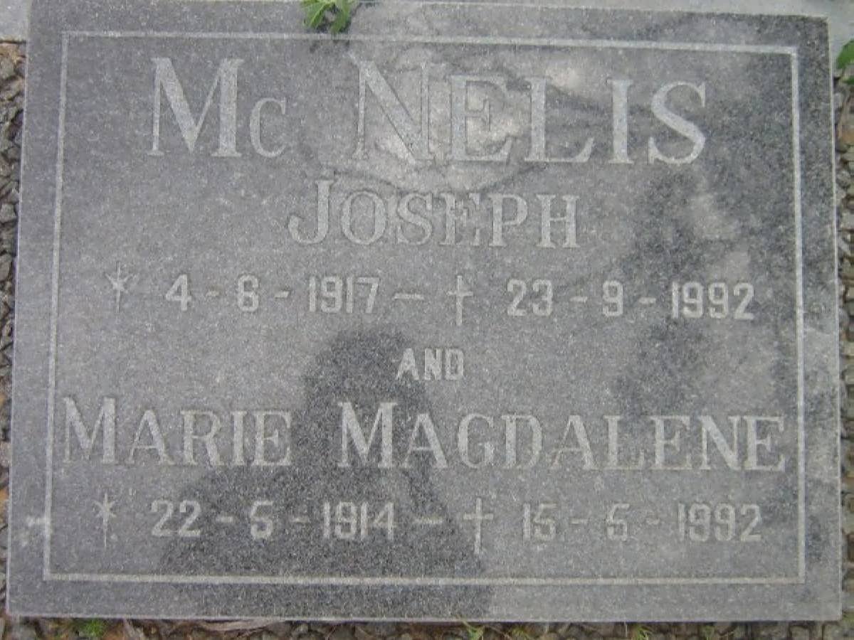 McNELIS Joseph 1917-1992 &amp; Marie Magdalene 1914-1992