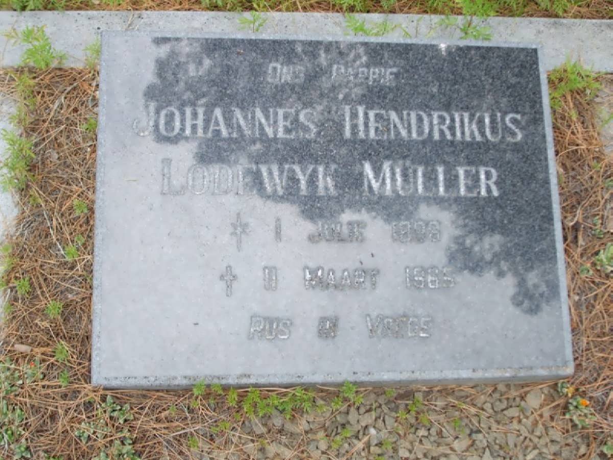 MüLLER Johannes Hendrikus Lodewyk 1898-1965