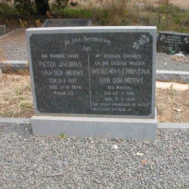 MERWE Pieter Jacobus, van der 1897-1974 &amp; Wilhelmina Christina MARAIS 1896-1964