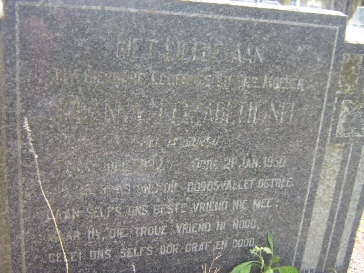 NEL Johanna Elizabeth nee MYBURGH 1883-1950