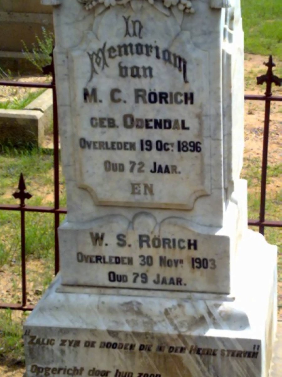 RöRICH W.S. -1903 &amp; M.C. ODENDAL -1896
