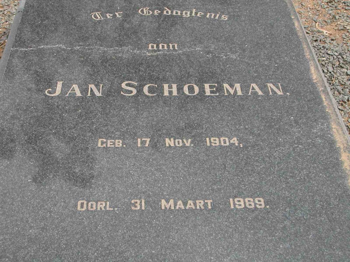 SCHOEMAN Jan 1904-1969