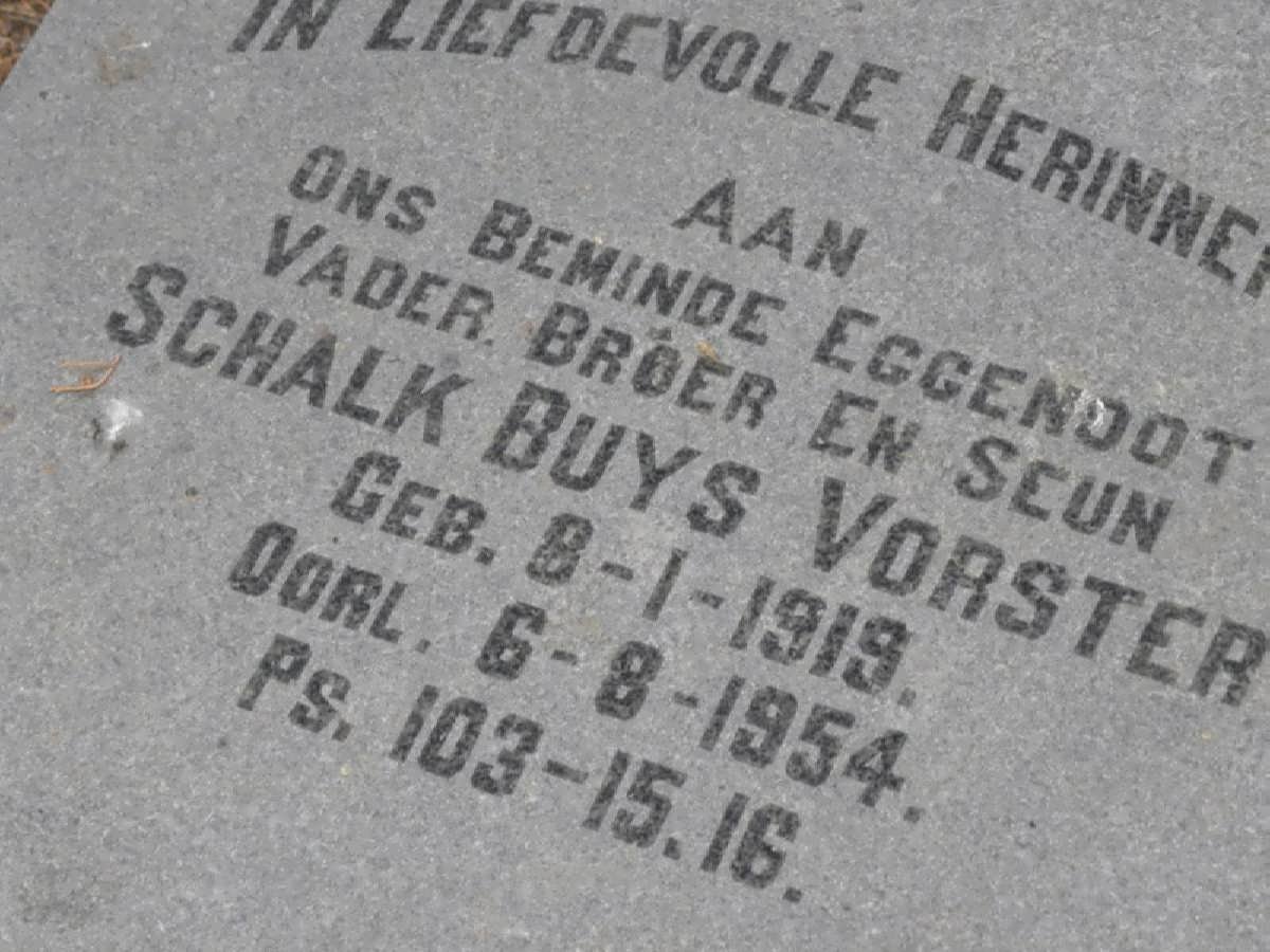 VORSTER Schalk Buys 1919-1954