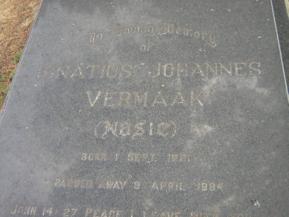 VERMAAK Ignatius Johannes 1881-1984