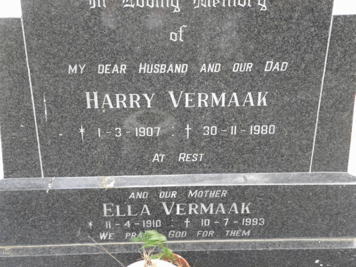 VERMAAK Harry 1907-1980 &amp; Elna 1910-1993