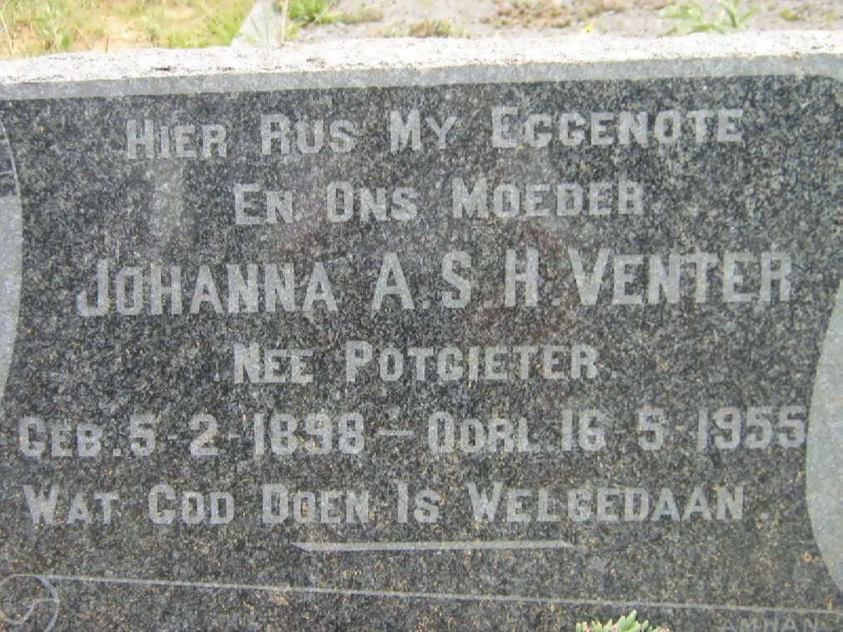 VENTER Johanna A.S.H. nee POTGIETER 1898-1955