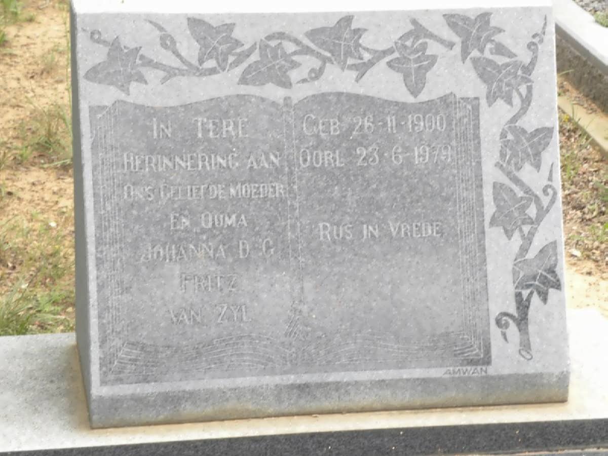 ZYL Johanna D.G.,  van nee FRITZ 1900-1979