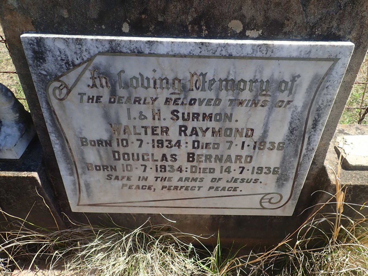 SURMON Walter Raymond 1934-1936 :: SURMON Douglas Bernard 1934-1936