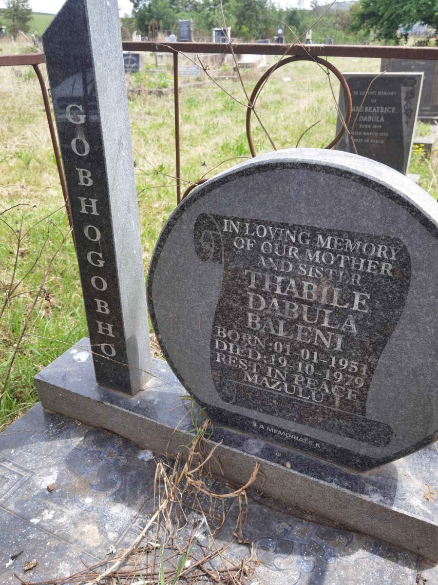 GOBHOGOBHO Thabile Dabula Baleni 1951-1979