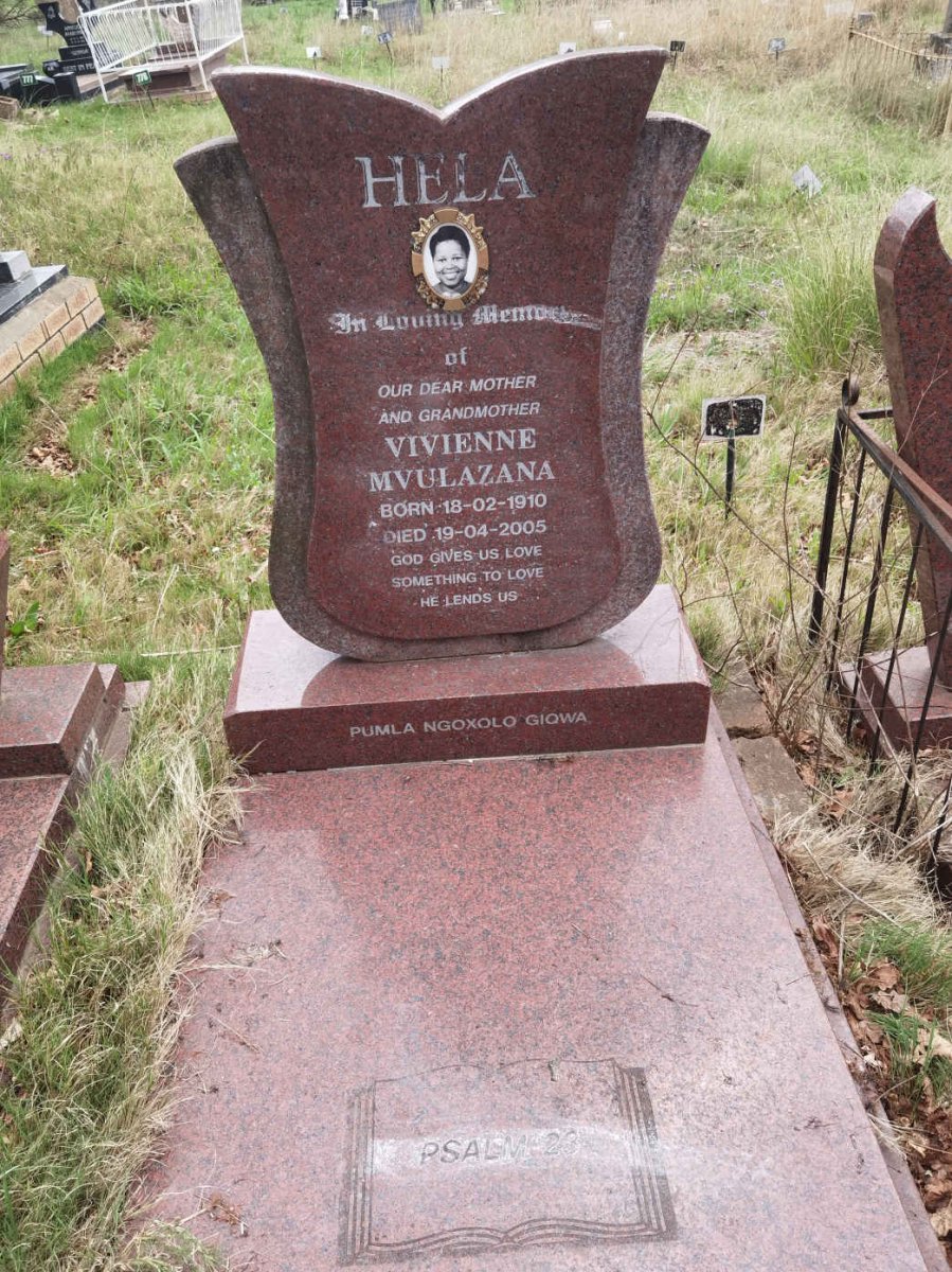 HELA Vivienne Mvulazana 1910-2005