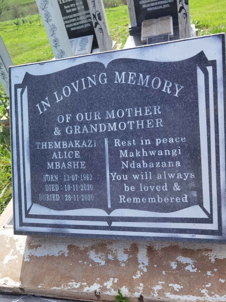 MBASHE Thembakazi Alice Mbashe 1962-2020