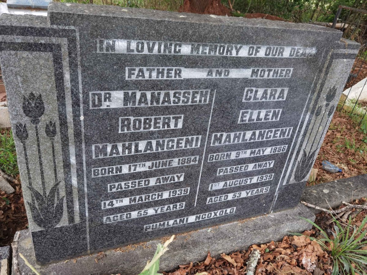 MAHLANGENI Manasseh Robert 1884-1939 &amp; Clara Ellen 1886-1939