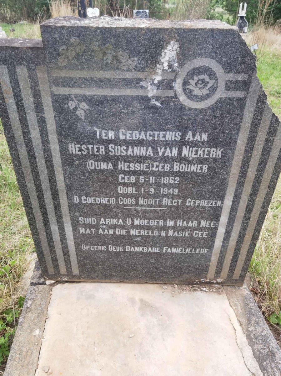NIEKERK Hester Susanna, van nee BOUWER 1862-1949