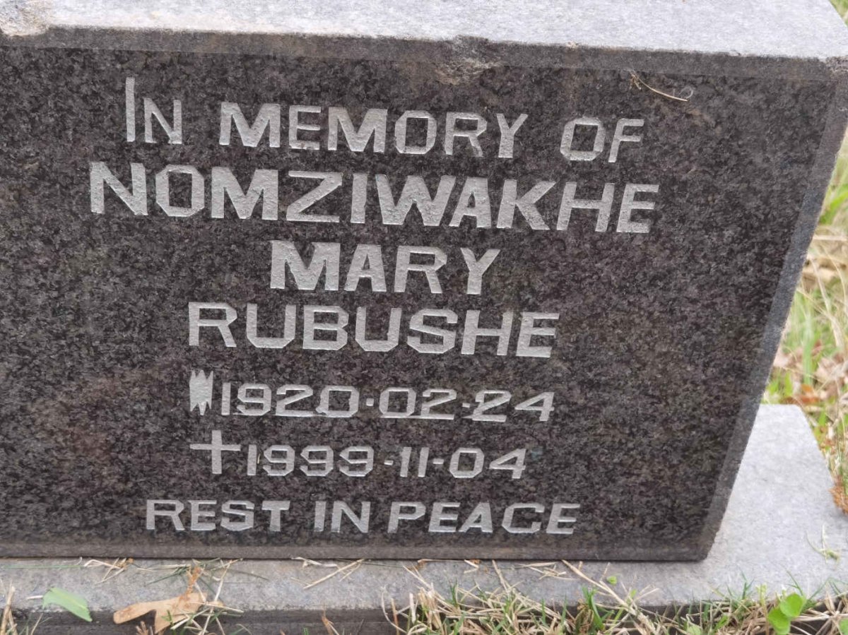 RUBUSHE Nomziwakhe Mary 1920-1999