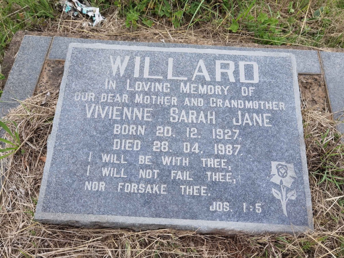 WILLARD Vivienne Sarah Jane 1927-1987