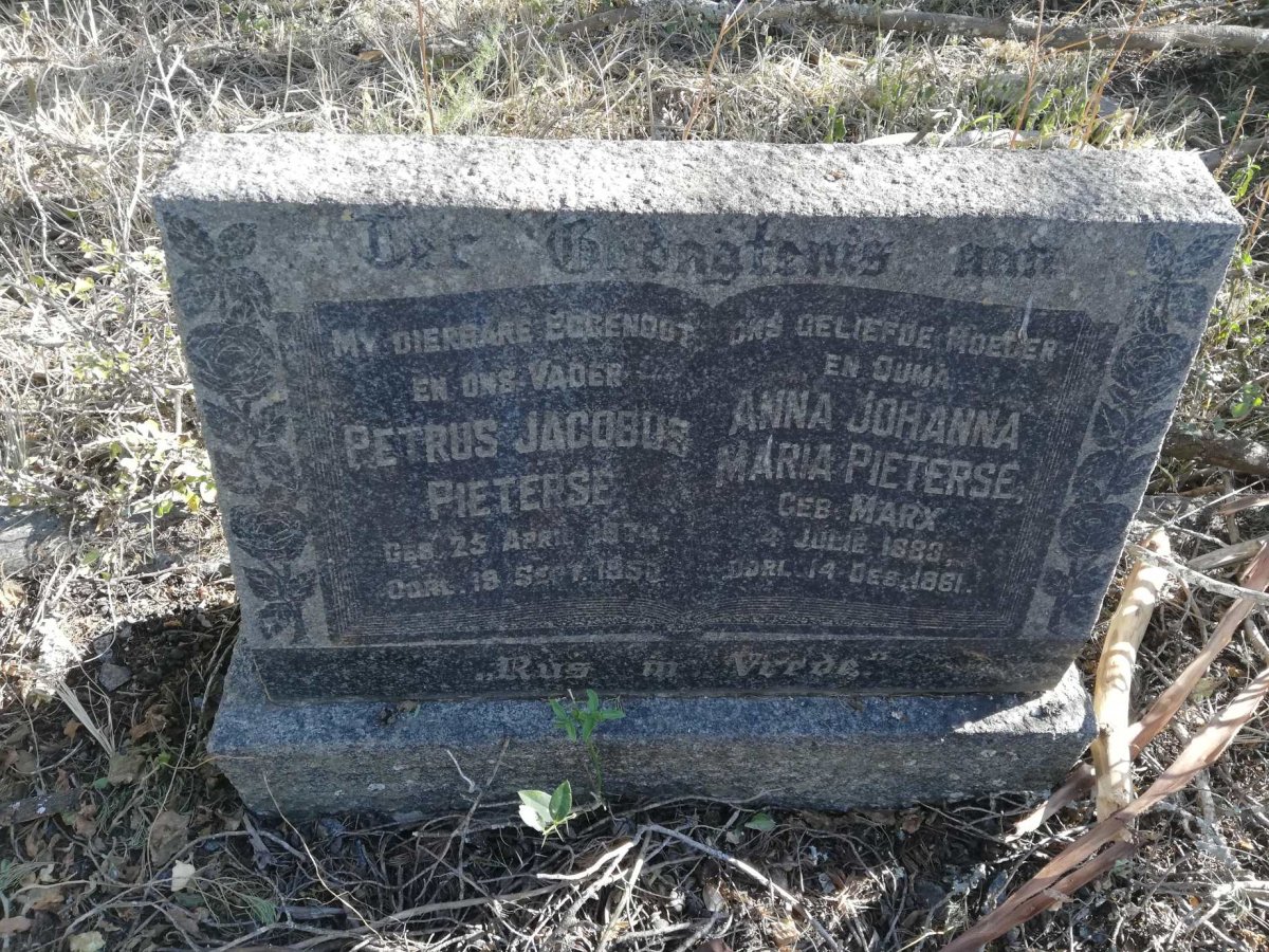 PIETERSE Petrus Jacobus 1874-1950 &amp; Anna Johanna Maria MARX 1883-1961