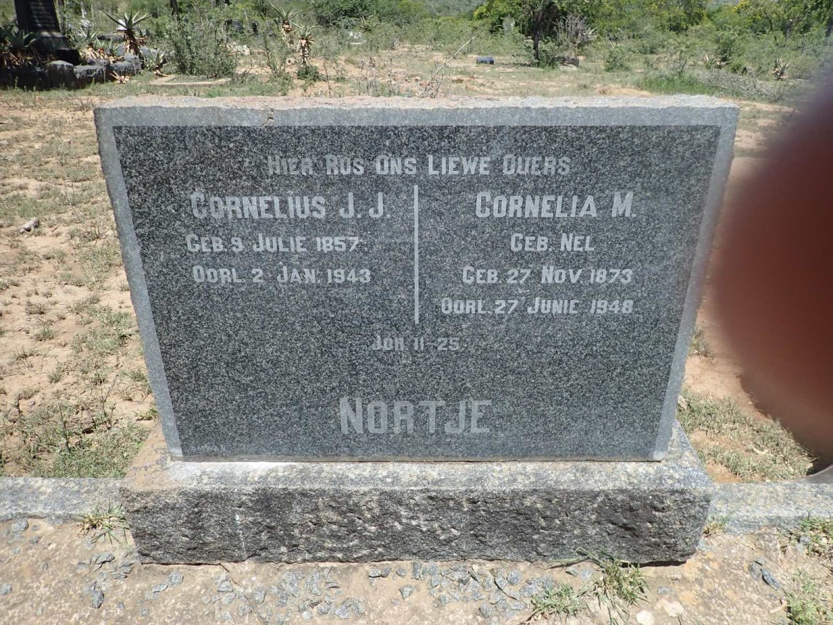 NORTJE Cornelius J.J. 1857-1943 &amp; Cornelia M. NEL 1873-1948