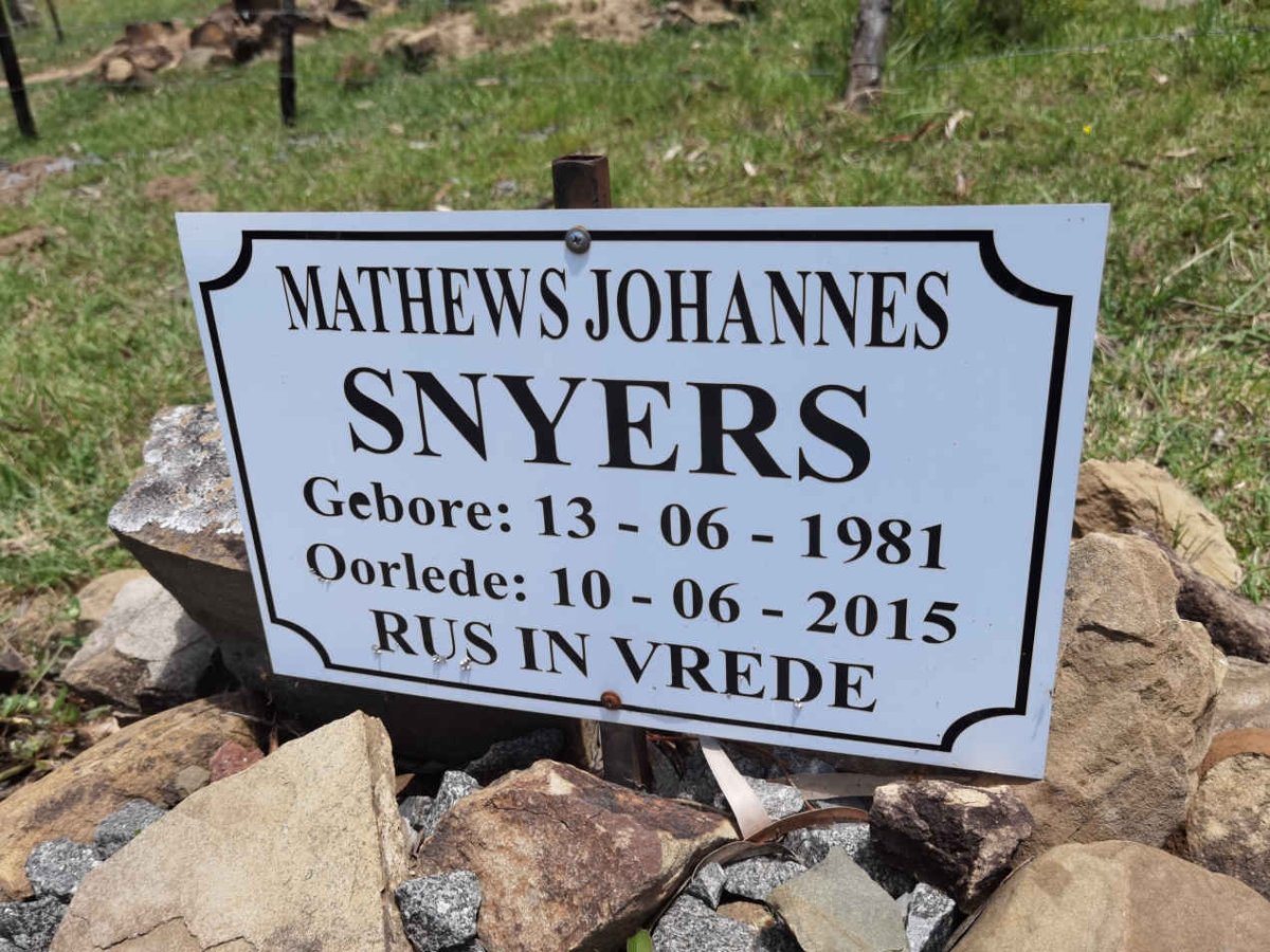 SNYERS Mathews Johannes 1981-2015