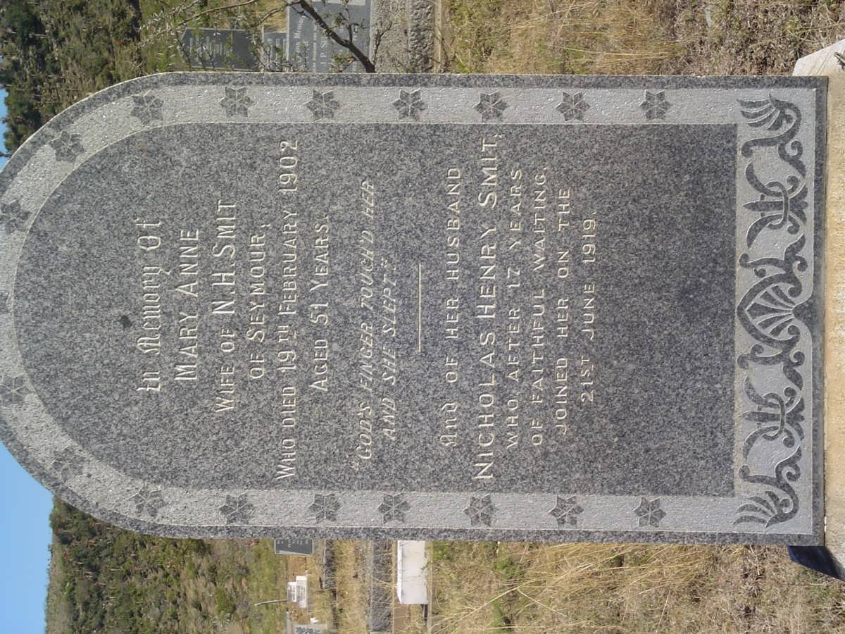 SMIT Nicolas Henry -1919 &amp; Mary Anne -1902