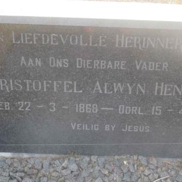 HENRICO Christoffel Alwyn 1868-1953