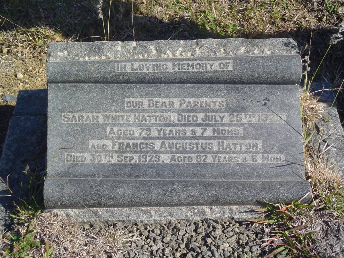 HATTON Francis Augustus -1929 &amp; Sarah White -1925