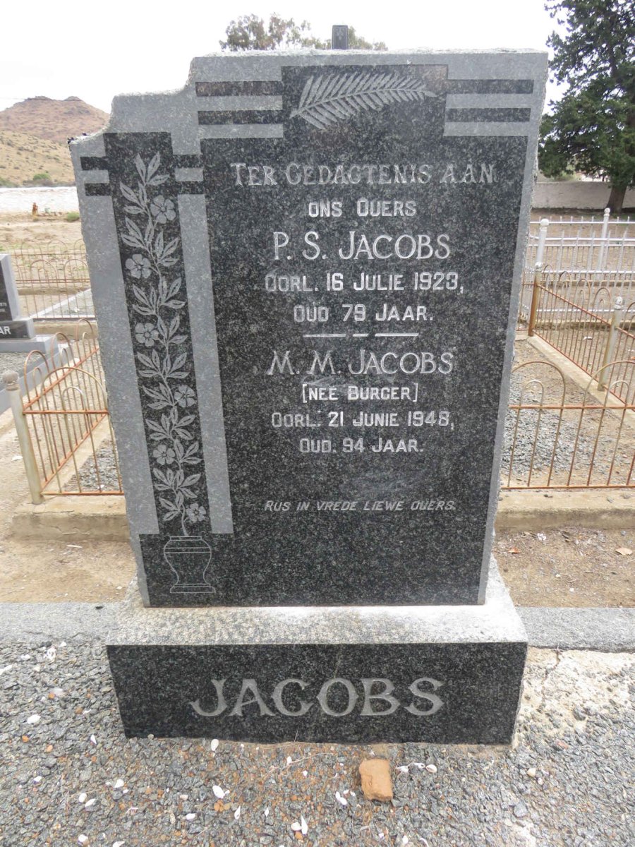 JACOBS P.S. -1923 &amp; M.M. BURGER -1948