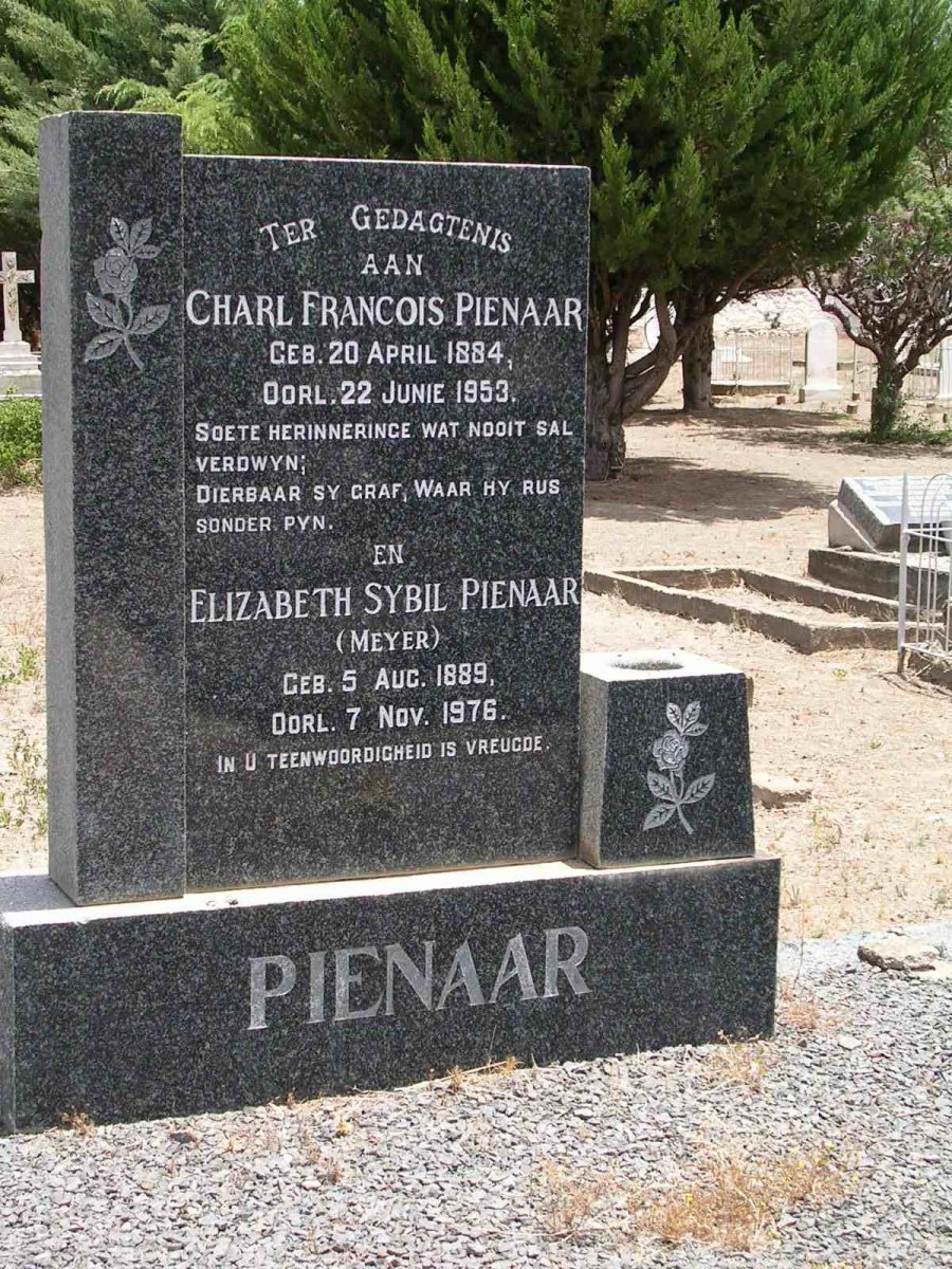 PIENAAR Charl Francois 1884-1953 &amp; Elizabeth Sybil MEYER 1889-1976