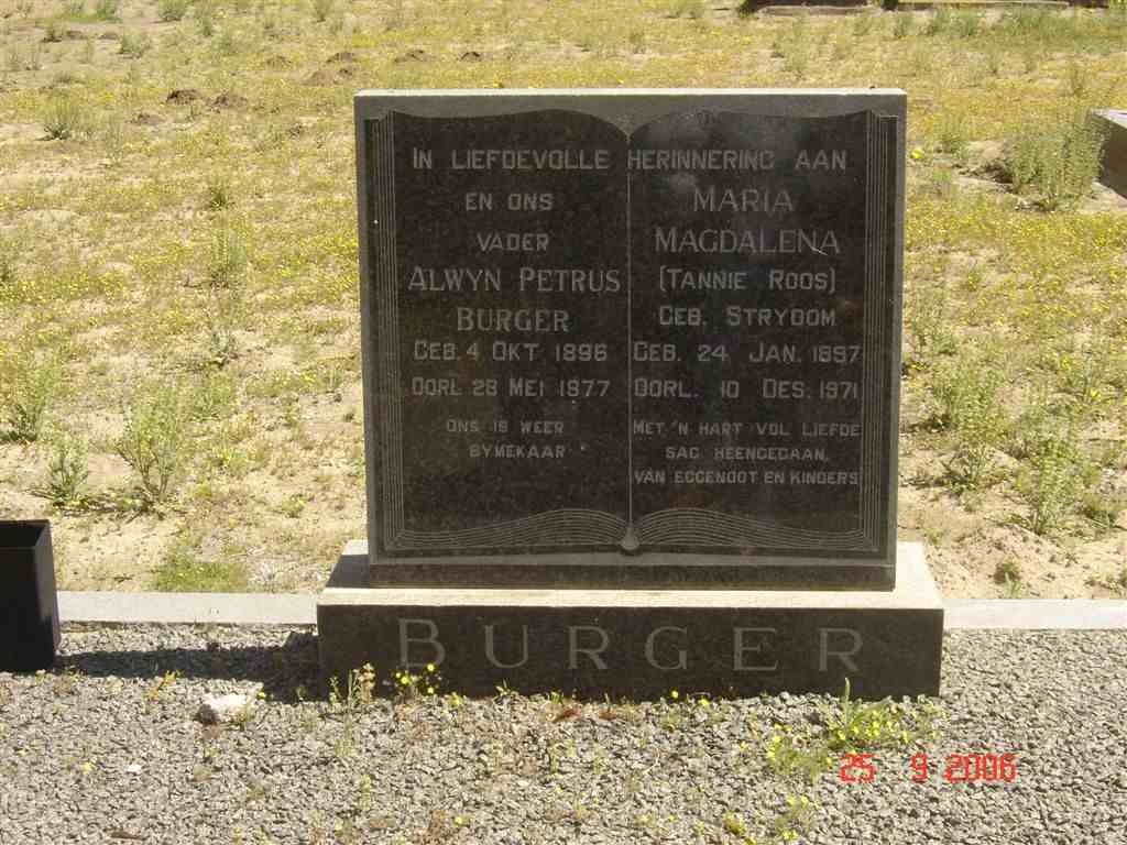 BURGER Alwyn Petrus 1896-1977 &amp; Maria Magdalena STRYDOM 1897-1971