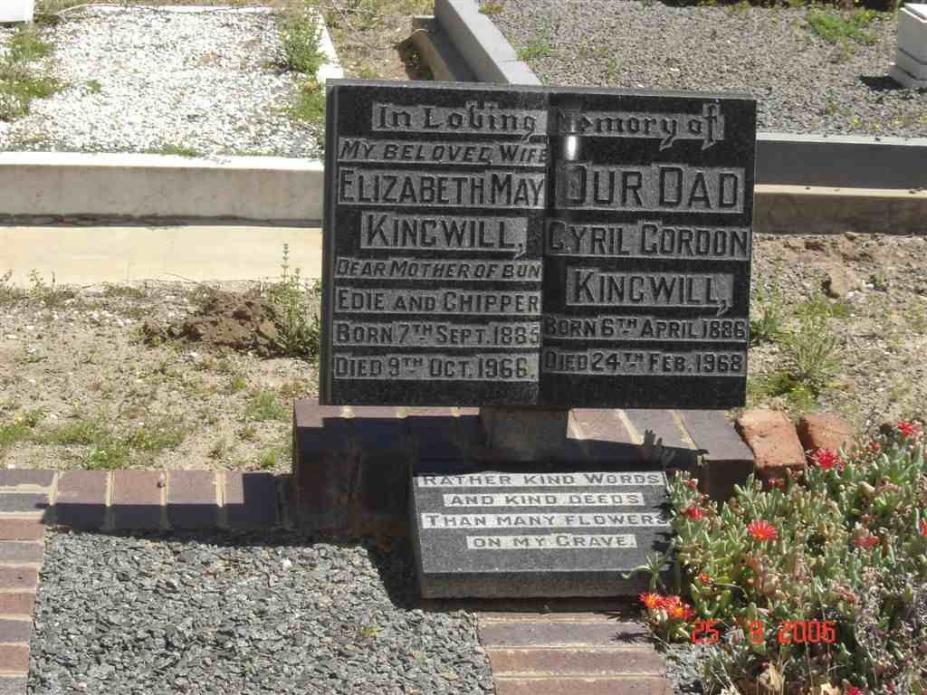 KINGWILL Cyril Gordon 1886-1968 &amp; Elizabeth May 1885-1966