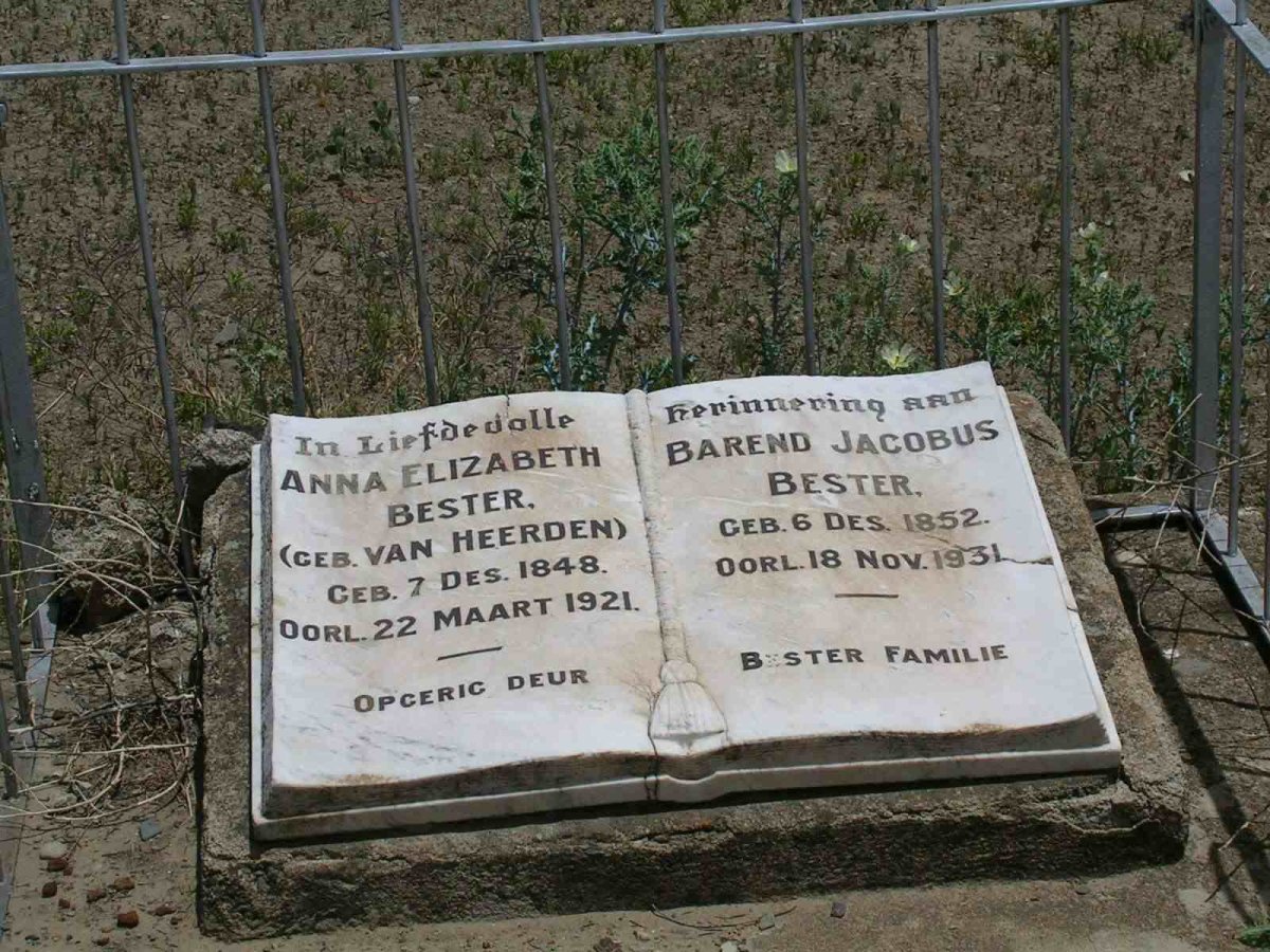 BESTER Barend Jacobus 1852-1931 &amp; Anna Elizabeth VAN HEERDEN 1848-1921