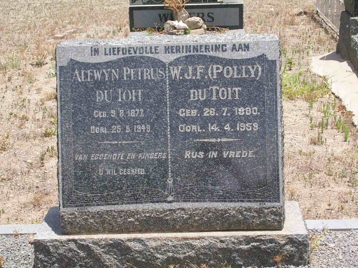 TOIT Alewyn Petrus, du 1877-1949 &amp; W.J.F. 1880-1959