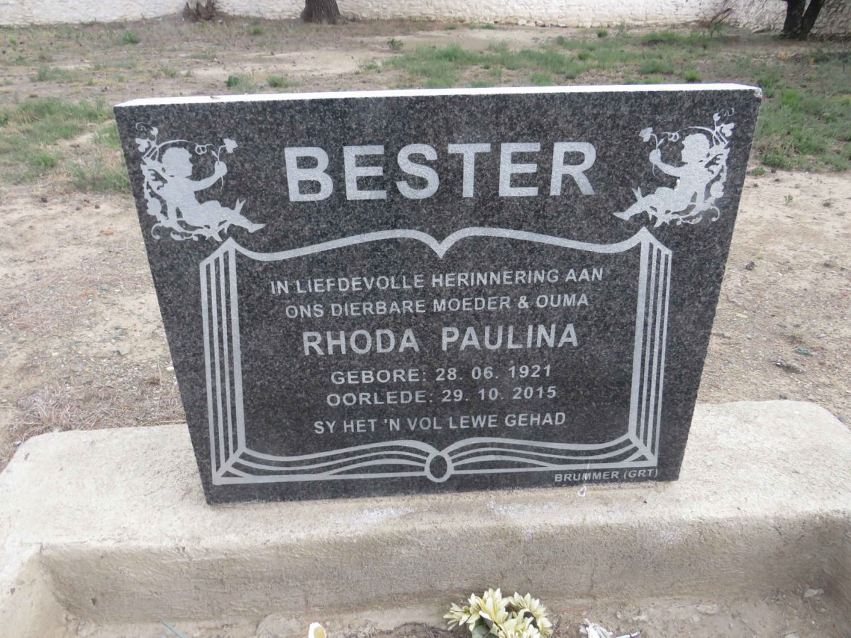 BESTER Rhoda Paulina 1921-2015