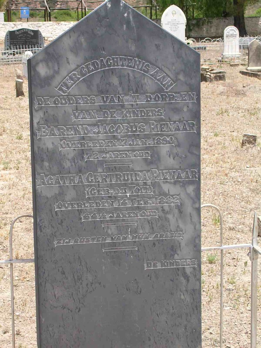 PIENAAR Barend Jacobus  -1890 &amp; Agatha Gertruida DU TOIT  -1882