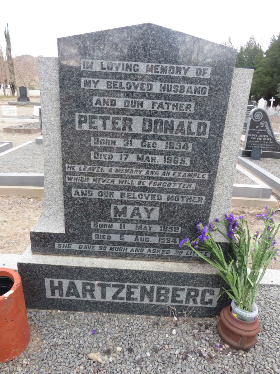 HARTZENBERG Peter Donald 1894-1965 &amp; May 1899-1994