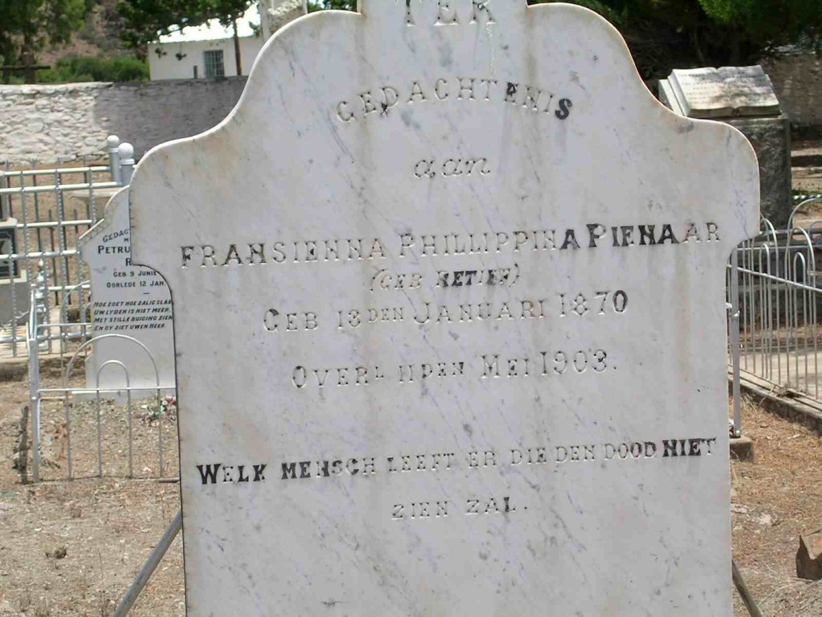 PIENAAR Fransienna Phillippina nee RETIEF 1870-1903