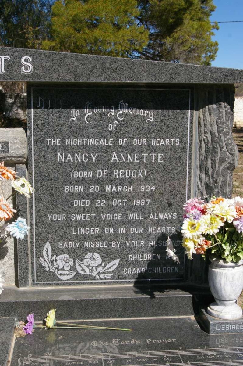 ROBERTS Christiaan Hendrik 1931-2010 &amp; Nancy Annette DE REUCK 1934-1997