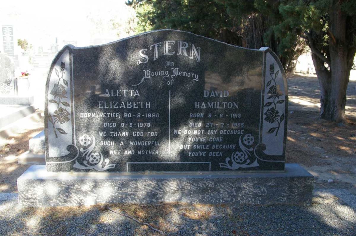 STERN David Hamilton 1913-1995 &amp; Aletta Elizabeth RETIEF 1920-1979
