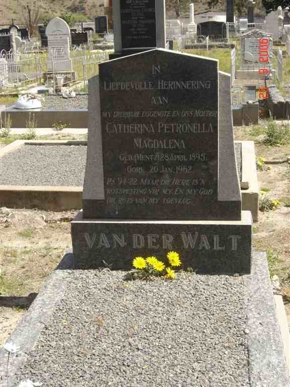 WALT Catherina Petronella Magdalena, van der nee MENTZ 1895-1962