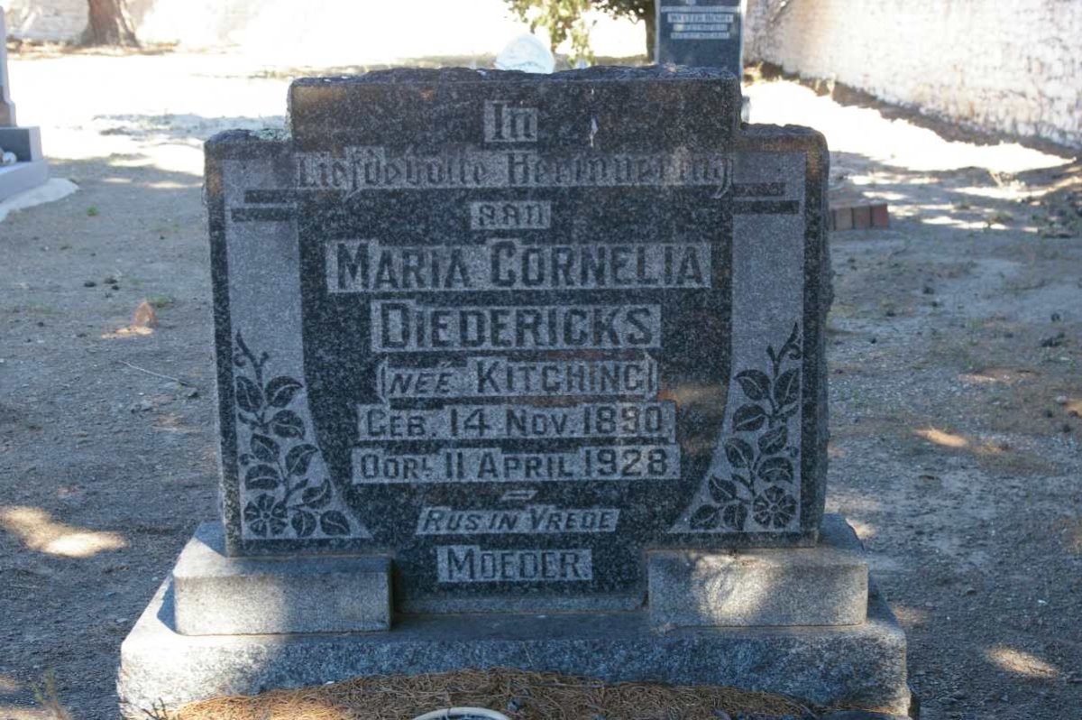 DIEDERICKS Maria Cornelia nee KITCHING 1890-1928