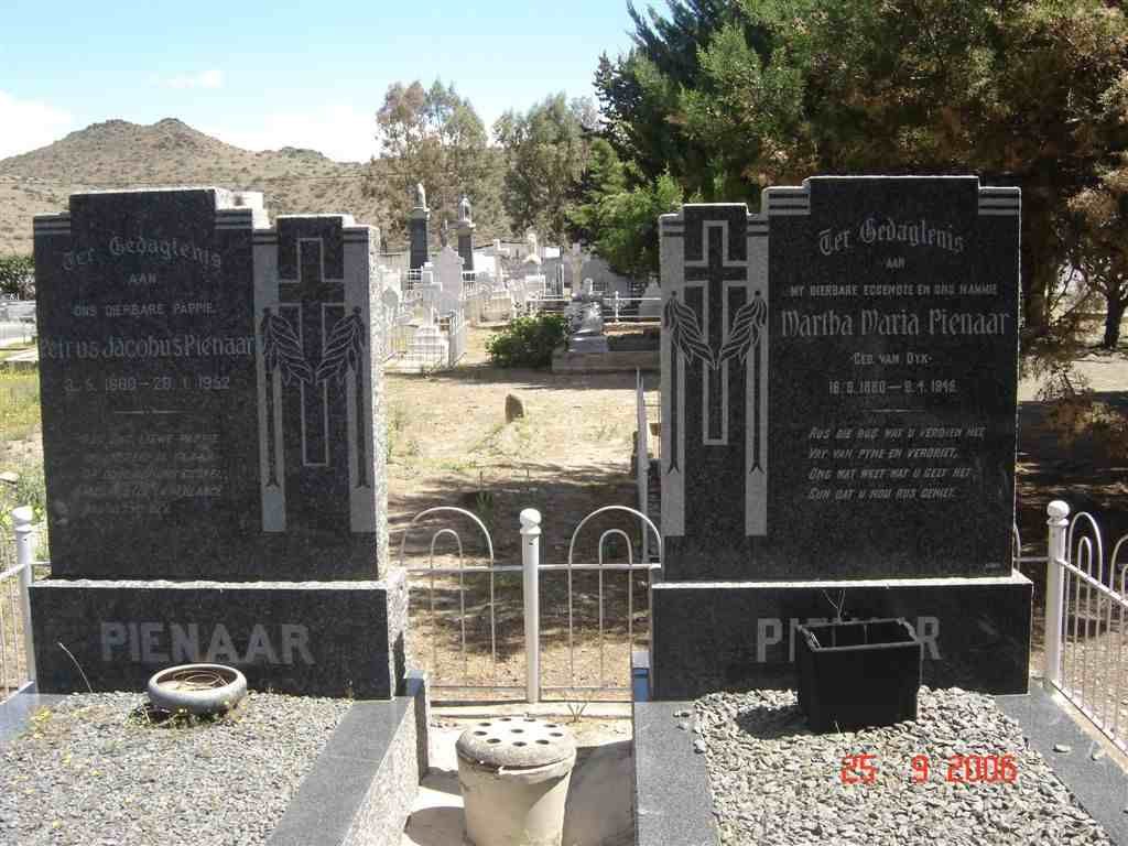 PIENAAR Petrus Jacobus 1880-1952 &amp; Martha Maria VAN DYK 1880-1945