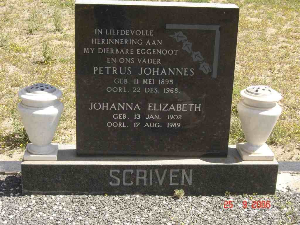 SCRIVEN Petrus Johannes 1895-1968 &amp; Johanna Elizabeth 1902-1989