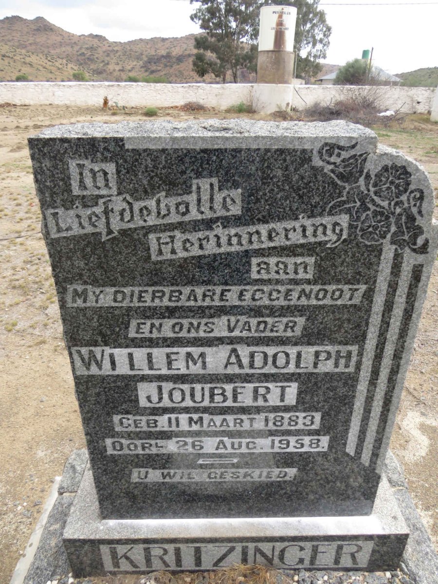 KRITZINGER Willem Adolph Joubert 1883-1958