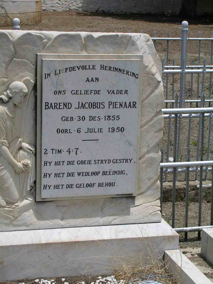 PIENAAR Barend Jacobus 1855-1950
