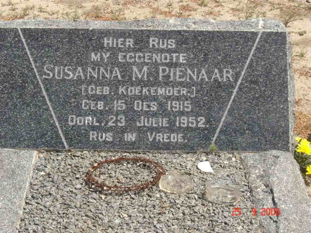 PIENAAR Susanna M. nee KOEKEMOER 1915-1952