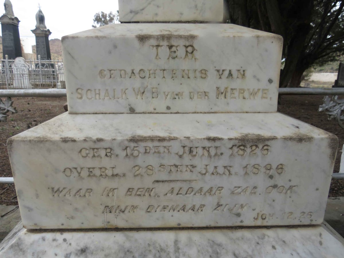 MERWE Schalk W.B., van der 1826-1896 &amp; Hester Susanna Louisa NAUDE 1836-1916